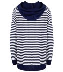 Sweter damski w paski z kapturem ciepły luźny MIRIAM (Biały || Wielokolorowy || Granatowy) Sweter damski w paski z kapturem ciepły luźny MIRIAM (Biały || Wielokolorowy || Granatowy)