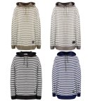 Sweter damski w paski z kapturem ciepły luźny MIRIAM (Biały || Wielokolorowy || Granatowy) Sweter damski w paski z kapturem ciepły luźny MIRIAM (Biały || Wielokolorowy || Granatowy)