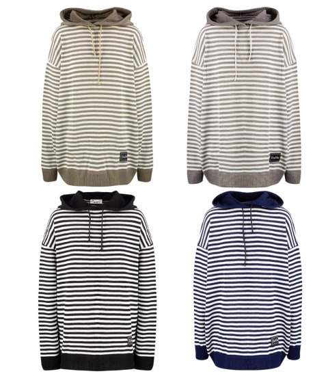 Sweter damski w paski z kapturem ciepły luźny MIRIAM (Biały || Wielokolorowy || Granatowy) Sweter damski w paski z kapturem ciepły luźny MIRIAM (Biały || Wielokolorowy || Granatowy)