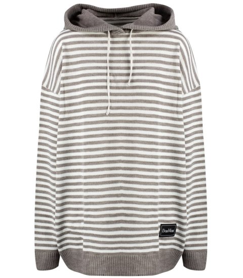 Sweter damski w paski z kapturem ciepły luźny MIRIAM (Brązowy || Biały || Wielokolorowy) Sweter damski w paski z kapturem ciepły luźny MIRIAM (Brązowy || Biały || Wielokolorowy)
