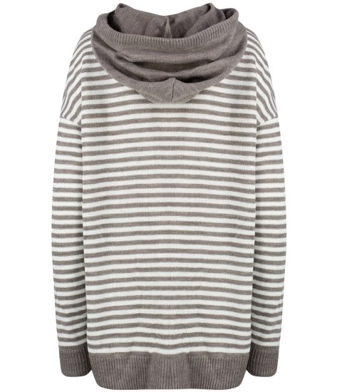 Sweter damski w paski z kapturem ciepły luźny MIRIAM (Brązowy || Biały || Wielokolorowy) Sweter damski w paski z kapturem ciepły luźny MIRIAM (Brązowy || Biały || Wielokolorowy)