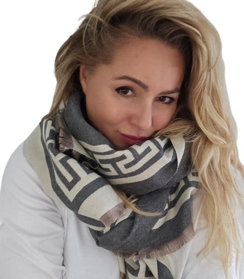Szal szalik Chusta Stylowy ciepły aztecki wzór miękki gładki 180x65 cm (Szary || Wielokolorowy) Szal szalik Chusta Stylowy ciepły aztecki wzór miękki gładki 180x65 cm (Szary || Wielokolorowy)