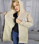Ciepła bluza damska jednokolorowy basic z kapturem FARLA (Beżowy) Ciepła bluza damska jednokolorowy basic z kapturem FARLA (Beżowy)