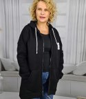 Ciepła bluza damska jednokolorowy basic z kapturem FARLA (Czarny) Ciepła bluza damska jednokolorowy basic z kapturem FARLA (Czarny)