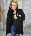 Ciepła bluza damska jednokolorowy basic z kapturem FARLA (Czarny) Ciepła bluza damska jednokolorowy basic z kapturem FARLA (Czarny)