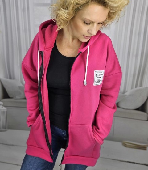 Ciepła bluza damska jednokolorowy basic z kapturem FARLA (Różowy) Ciepła bluza damska jednokolorowy basic z kapturem FARLA (Różowy)
