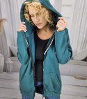 Ciepła bluza damska jednokolorowy basic z kapturem FARLA (Zielony) Ciepła bluza damska jednokolorowy basic z kapturem FARLA (Zielony)