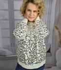 Ciepły damski sweter przód z dużymi cekinami modny ALEXIS (Biały) Ciepły damski sweter przód z dużymi cekinami modny ALEXIS (Biały)
