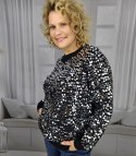 Ciepły damski sweter przód z dużymi cekinami modny ALEXIS (Czarny) Ciepły damski sweter przód z dużymi cekinami modny ALEXIS (Czarny)