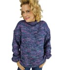 Ciepły melanżowy sweter półgolf damski oversize HANNA (Fioletowy || Wielokolorowy) Ciepły melanżowy sweter półgolf damski oversize HANNA (Fioletowy || Wielokolorowy)
