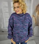 Ciepły melanżowy sweter półgolf damski oversize HANNA (Fioletowy || Wielokolorowy) Ciepły melanżowy sweter półgolf damski oversize HANNA (Fioletowy || Wielokolorowy)