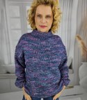 Ciepły melanżowy sweter półgolf damski oversize HANNA (Fioletowy || Wielokolorowy) Ciepły melanżowy sweter półgolf damski oversize HANNA (Fioletowy || Wielokolorowy)