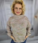 Ciepły melanżowy sweter półgolf damski oversize HANNA (Wielokolorowy || Beżowy) Ciepły melanżowy sweter półgolf damski oversize HANNA (Wielokolorowy || Beżowy)
