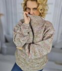 Ciepły melanżowy sweter półgolf damski oversize HANNA (Wielokolorowy || Beżowy) Ciepły melanżowy sweter półgolf damski oversize HANNA (Wielokolorowy || Beżowy)