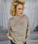 Ciepły melanżowy sweter półgolf damski oversize HANNA (Wielokolorowy || Beżowy) Ciepły melanżowy sweter półgolf damski oversize HANNA (Wielokolorowy || Beżowy)