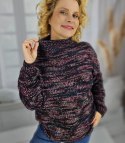 Ciepły melanżowy sweter półgolf damski oversize HANNA (Wielokolorowy || Czarny) Ciepły melanżowy sweter półgolf damski oversize HANNA (Wielokolorowy || Czarny)