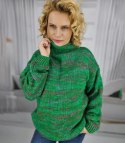 Ciepły melanżowy sweter półgolf damski oversize HANNA (Zielony || Wielokolorowy) Ciepły melanżowy sweter półgolf damski oversize HANNA (Zielony || Wielokolorowy)