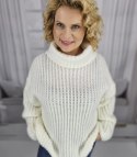 Ciepły sweter golf damski oversize gruby splot miły miękki LAPONIA (Biały) Ciepły sweter golf damski oversize gruby splot miły miękki LAPONIA (Biały)