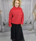 Ciepły sweter golf damski oversize gruby splot miły miękki LAPONIA (Czerwony) Ciepły sweter golf damski oversize gruby splot miły miękki LAPONIA (Czerwony)
