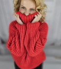 Ciepły sweter golf damski oversize gruby splot miły miękki LAPONIA (Czerwony) Ciepły sweter golf damski oversize gruby splot miły miękki LAPONIA (Czerwony)