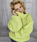 Ciepły sweter golf damski oversize gruby splot miły miękki LAPONIA (Zielony) Ciepły sweter golf damski oversize gruby splot miły miękki LAPONIA (Zielony)