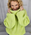 Ciepły sweter golf damski oversize gruby splot miły miękki LAPONIA (Zielony) Ciepły sweter golf damski oversize gruby splot miły miękki LAPONIA (Zielony)