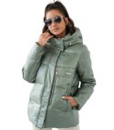 Damska kurtka ciepła Ocieplana Elegancka z kapturem Przejściowa LARA (Zielony) Damska kurtka ciepła Ocieplana Elegancka z kapturem Przejściowa LARA (Zielony)