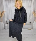 Długa elegancka satynowa spódnica z ozdobnymi kryształkami STAR (Czarny) Długa elegancka satynowa spódnica z ozdobnymi kryształkami STAR (Czarny)