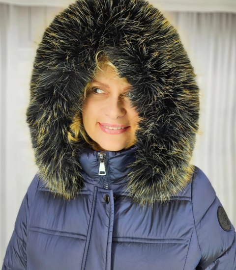 Długi pikowany płaszcz zimowy ciepły z kapturem kurtka ARCTICA (Niebieski) Długi pikowany płaszcz zimowy ciepły z kapturem kurtka ARCTICA (Niebieski)