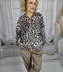 Dres spodnie bluza komplet welurowy cętki panterka LAWINIA (Beżowy) Dres spodnie bluza komplet welurowy cętki panterka LAWINIA (Beżowy)