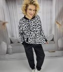 Dres spodnie bluza komplet welurowy cętki panterka LAWINIA (Czarny) Dres spodnie bluza komplet welurowy cętki panterka LAWINIA (Czarny)
