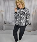 Dres spodnie bluza komplet welurowy cętki panterka LAWINIA (Czarny) Dres spodnie bluza komplet welurowy cętki panterka LAWINIA (Czarny)