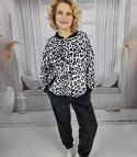 Dres spodnie bluza komplet welurowy cętki panterka LAWINIA (Czarny) Dres spodnie bluza komplet welurowy cętki panterka LAWINIA (Czarny)