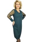 Elegancka sukienka midi z tiulowymi rękawami w groszki SAMANTHA (Zielony) Elegancka sukienka midi z tiulowymi rękawami w groszki SAMANTHA (Zielony)