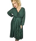 Elegancka sukienka rozkloszowany dół z falbankami midi ADELE (Zielony) Elegancka sukienka rozkloszowany dół z falbankami midi ADELE (Zielony)