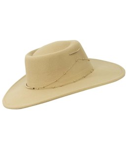 Elegancki damski KAPELUSZ ze złotymi łańcuszkami (Beżowy)