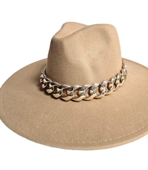 Elegancki damski kapelusz z łańcuchem stylowy Panama (Beżowy) Elegancki damski kapelusz z łańcuchem stylowy Panama (Beżowy)