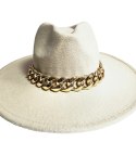 Elegancki damski kapelusz z łańcuchem stylowy Panama (Ecru) Elegancki damski kapelusz z łańcuchem stylowy Panama (Ecru)