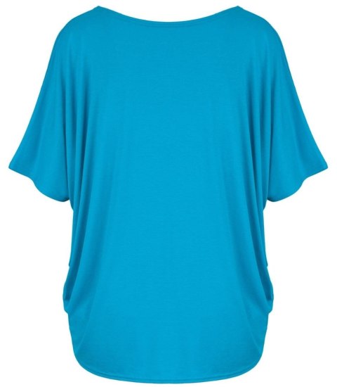 Klasyczna wygodna gładka bluzka oversize luźna elastyczna (Niebieski) Klasyczna wygodna gładka bluzka oversize luźna elastyczna (Niebieski)