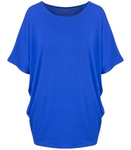 Klasyczna wygodna gładka bluzka oversize luźna elastyczna (Niebieski)