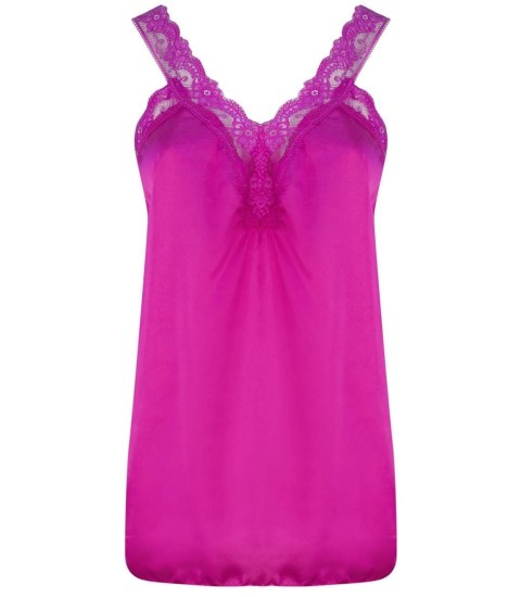 Satynowy długi top sexi koronka ramiączka (Różowy)