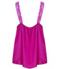 Satynowy długi top sexi koronka ramiączka (Różowy)
