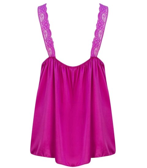 Satynowy długi top sexi koronka ramiączka (Różowy)