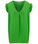 Bluzka koszulka dekolt V krótki rękaw Elegancka (Zielony) Bluzka koszulka dekolt V krótki rękaw Elegancka (Zielony)