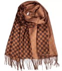 Błyszczący szal szalik złota nitka Miękki Dwustronny Elegancki SZACHOWNICA (Brązowy) Błyszczący szal szalik złota nitka Miękki Dwustronny Elegancki SZACHOWNICA (Brązowy)