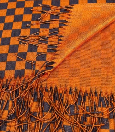 Błyszczący szal szalik złota nitka Miękki Dwustronny Elegancki SZACHOWNICA (Pomarańczowy) Błyszczący szal szalik złota nitka Miękki Dwustronny Elegancki SZACHOWNICA (Pomarańczowy)