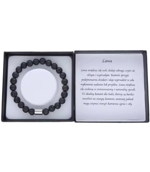 Bransoletka męska lawa kule 8,5 mm z pudełkiem (Lawa) Bransoletka męska lawa kule 8,5 mm z pudełkiem (Lawa)