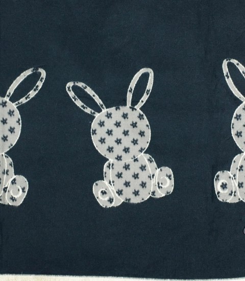 Ciepły szal szalik dwustronny króliczki dzianina (Szary || Czarny)