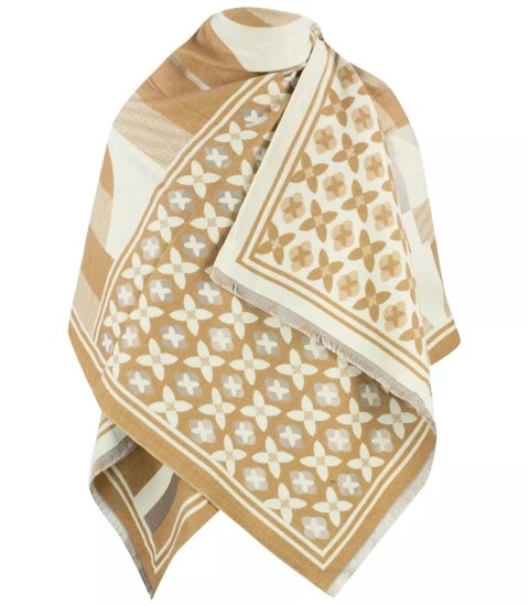 Ciepły szal szalik elegancki wzór dzianina (Beżowy)