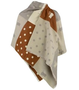 Ciepły szal szalik groszki koty patchwork dzianina (Brązowy || Wielokolorowy)